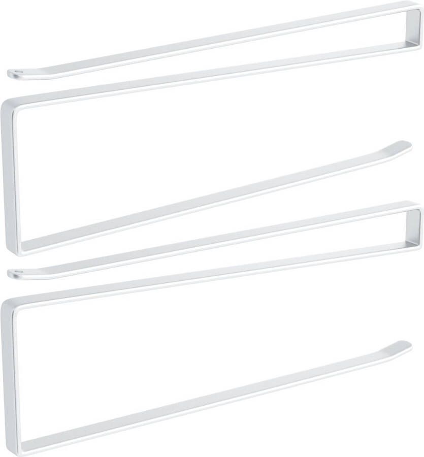 Intirilife 2x papierrolhouder in wit Z-vorm ruimtebesparende moderne insteekhouder voor papierrollen en andere items