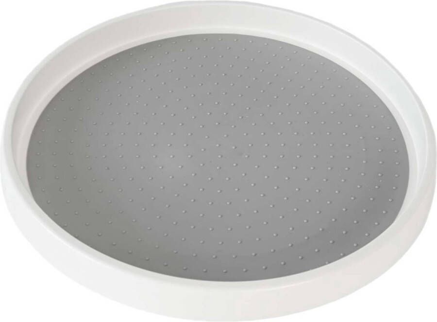 Intirilife 360 graden Draaitafel in wit-grijs 30 cm Antislip draaiend bord voor kruiden kruidenhouders draaibare organizer voor koelkast of keuken