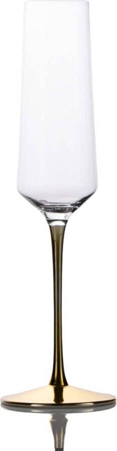 Intirilife champagneglas met goudkleurige steel 200 ml inhoud champagne prosecco glas kristalglas schokbestendig