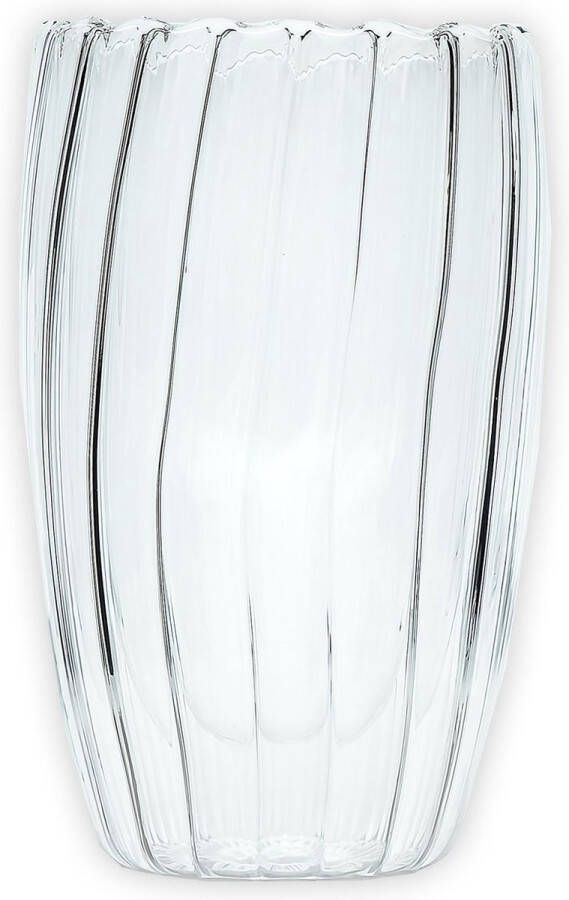 Intirilife dubbelwandig thermoglas Gestreepte stijl 350 ml inhoud Mondgeblazen geïsoleerd voor latte macchiato als theeglas of koffieglas met handvat