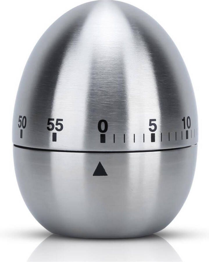 Intirilife Eierwekker in zilver – roestvrijstalen keukentimer in elegant eiervorm design – korte wekker voor de keuken tot 55 minuten