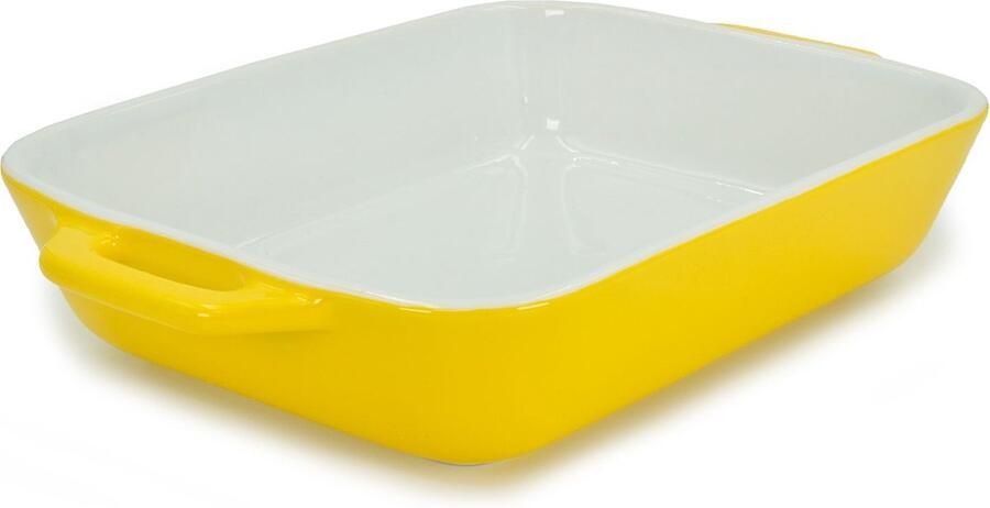 Intirilife Porseleinen Ovenschaal in Geel Buitenmaat 26 x 17 x 5 cm Binnenmaat 20 x 15.5 x 4 cm Bakvorm