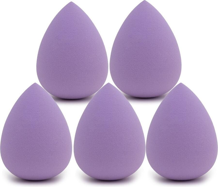 Intirilife Set van 5 Make Up Spons Egg Makeup Sponge in Light Purple Zachte Beauty Blender voor Foundation en Concealer Cosmetische Make Up Spons voor Cream en Liquid Foundation Powder