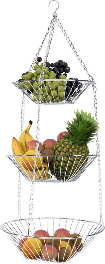 Intirilife keukenhangmand voor fruit en groenten 3 niveaus fruitmand om op te hangen 3 niveaus