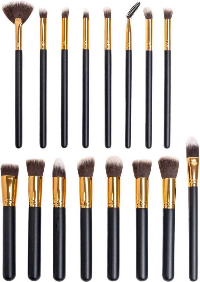 Intirilife Make-up kwastenset 16-delige synthetische kwastharen Professionele make-up cosmetische kwasten voor poeder blush foundation oogschaduw lippen wenkbrauw borstels Make-up kwasten