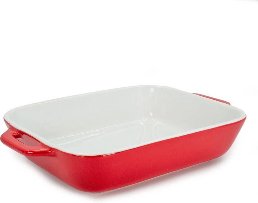 Intirilife Multifunctionele porseleinen ovenschaal in Rood met afmetingen 26 x 17 x 5 cm Voor dagelijks gebruik in de keuken thuis in een restaurant hotel of voor een feestje