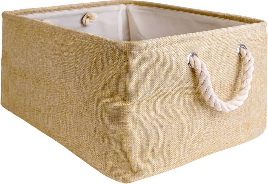 Intirilife opbergmand organiser met handvat in beige 41 x 31.5 x 21 cm Opgevouwen 41 x 33.5 x 5.5 cm Praktische opbergdoos voor planken als decoratie met deksel