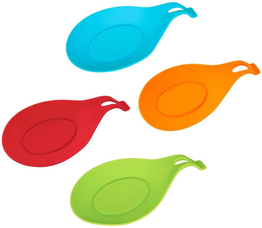 Intirilife set van 4 siliconen kookgereihouders voor kooklepels in verschillende kleuren