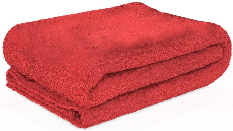 Intirilife zachte knuffeldeken 200 x 150 cm in GLUT RED pluizige warme deken als bankdeken woondeken fleecedeken binnen buiten