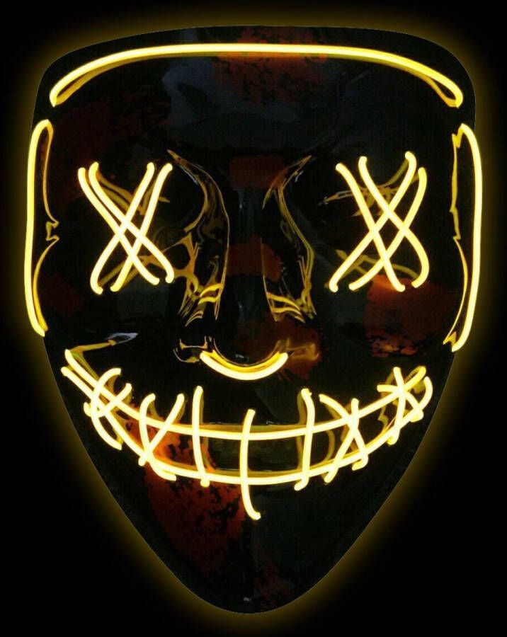 Into Stock Halloween Masker geel Verkleedmasker Purge LED Masker