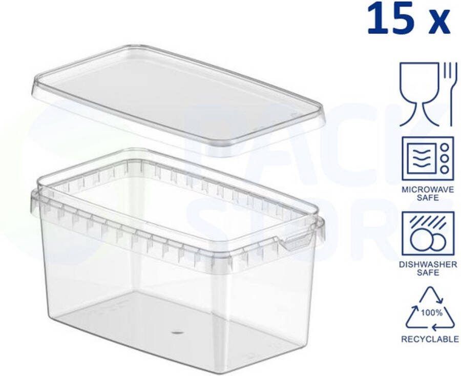 Intopack 10 x plastic bakjes met deksel 1100ml vershoudbakjes meal prep bakjes rechthoekig transparant geschikt voor diepvries magnetron en vaatwasser Nederlandse producent