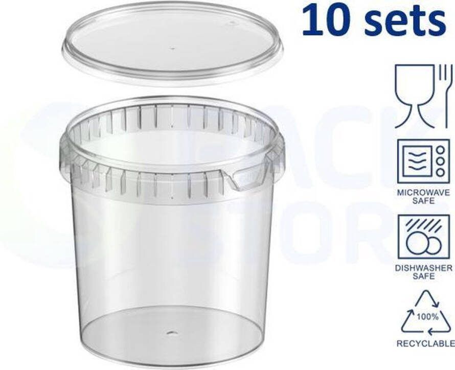 Intopack 10 x plastic bakjes met deksel 1200 ml ø133mm vershoudbakjes meal prep bakjes transparant geschikt voor diepvries magnetron en vaatwasser Nederlandse producent
