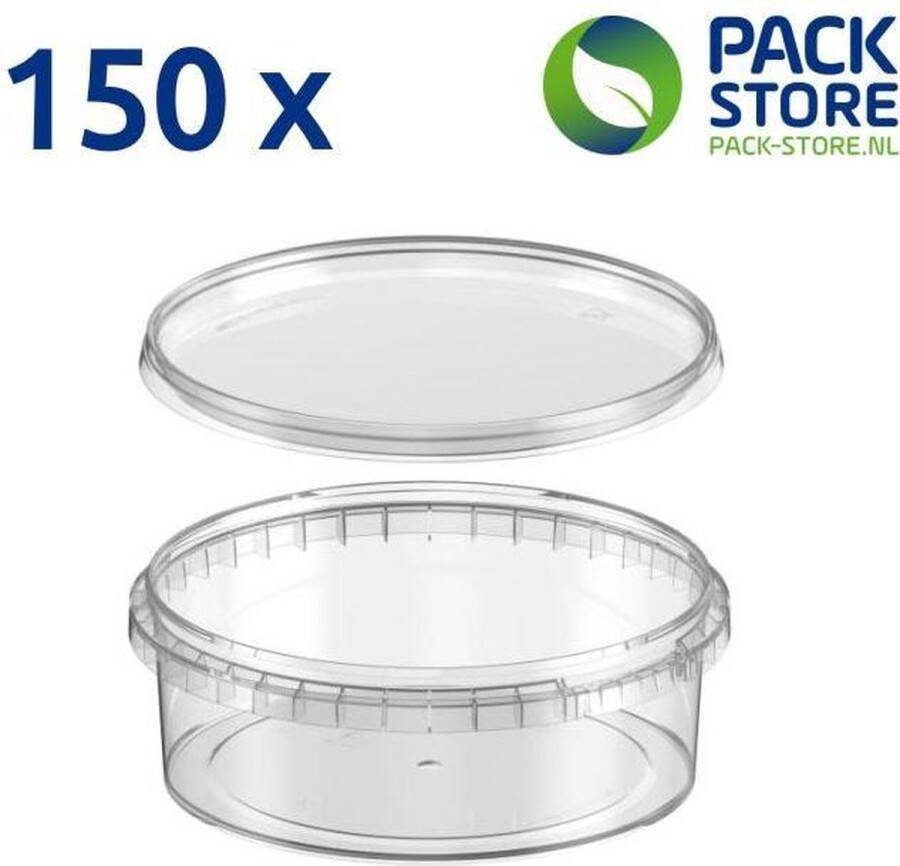 Intopack 150 x plastic bakjes met deksel 500 ml ø146mm vershoudbakjes meal prep bakjes rond transparant geschikt voor diepvries magnetron en vaatwasser Nederlandse producent
