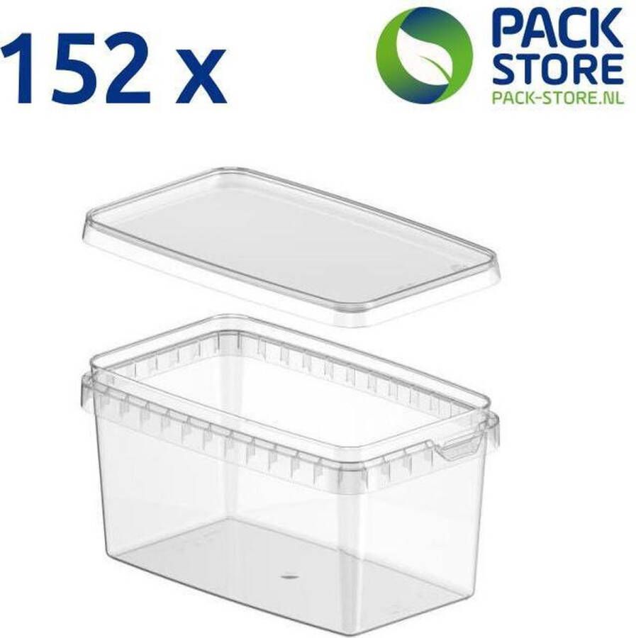 Intopack 152 x plastic bakjes met deksel 1100ml vershoudbakjes meal prep bakjes rechthoekig transparant geschikt voor diepvries magnetron en vaatwasser Nederlandse producent