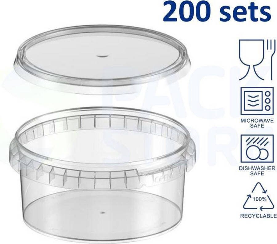 Intopack 200 x plastic bakjes met deksel ø118mm 350 ml vershoudbakjes meal prep bakjes rond transparant geschikt voor diepvries magnetron en vaatwasser direct van de Nederlandse producent
