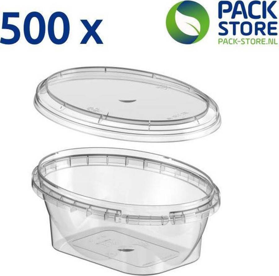 Intopack 500 x ovale plastic bakjes met deksel 175 ml vershoudbakjes meal prep bakjes transparant geschikt voor diepvries magnetron en vaatwasser direct van de Nederlandse producent
