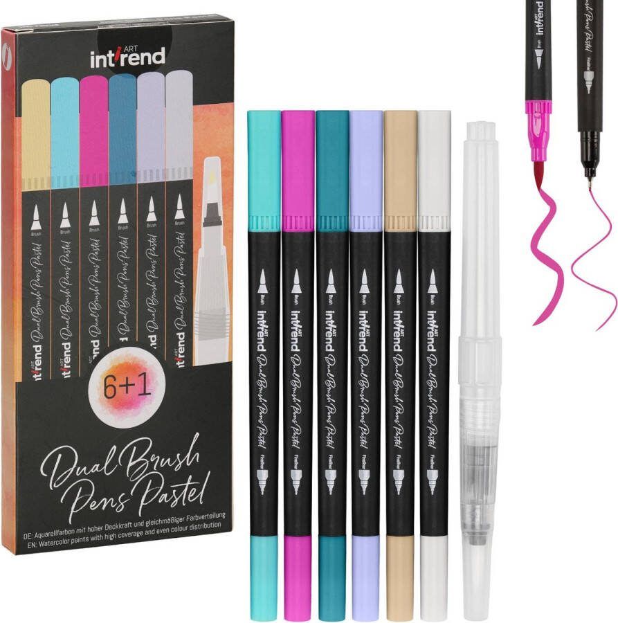 Int!rend dual brush pennen in 6 kleuren Brush pen set Kleurstiften met twee punten Kalligrafie of illustratie brushpennen Waterverf pennenset