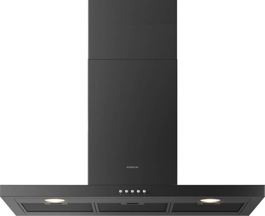 Inventum AKB9005ZWA Wandschouw afzuigkap 90 cm 645 m³ h 3 standen Energieklasse A Zwart