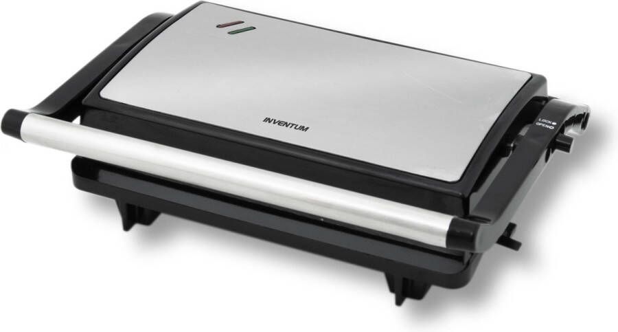 Inventum CG616 Contactgrill Tafelgrill Grilloppervlak 23 5 x 14 5 cm Anti aanbaklaag 750 watt RVS Zwart