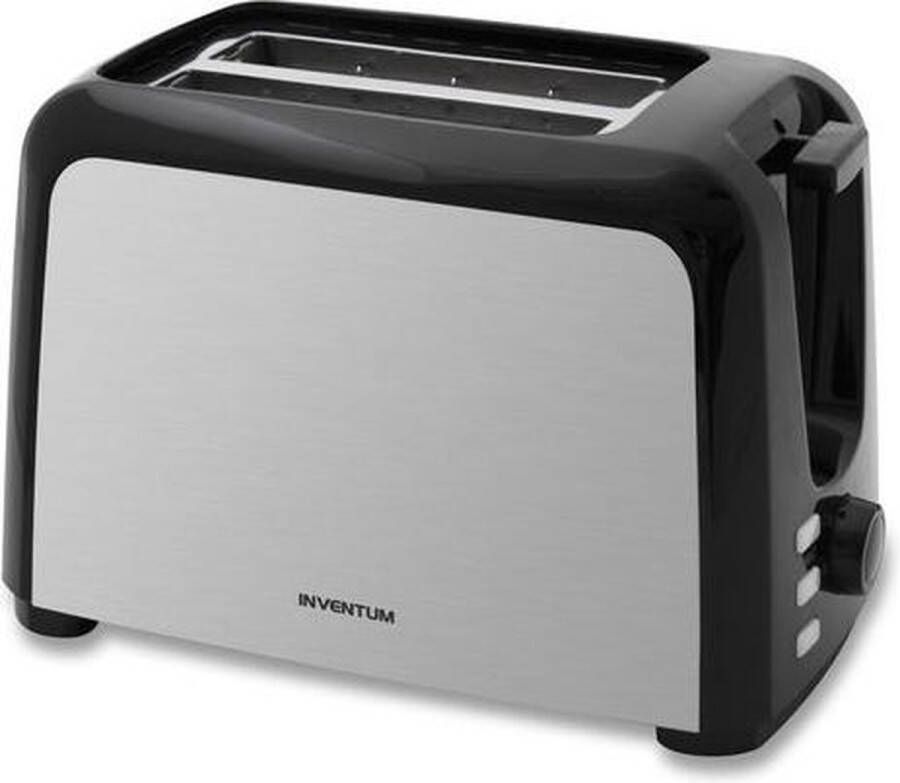 Inventum GB420B Broodrooster 2 sleuven Traploze bruining Opwarm Ontdooifunctie 750 watt Toaster RVS Zwart