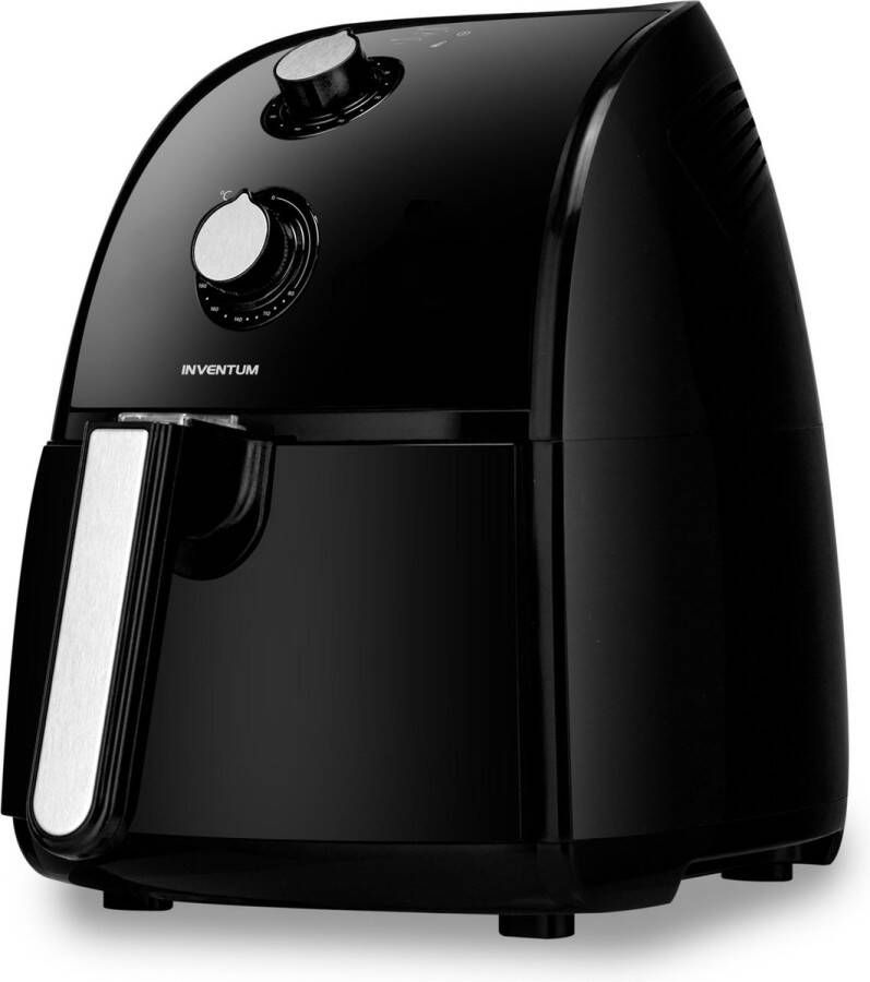 Inventum GF250HL Airfryer Hetelucht friteuse 2 5 liter 80 tot 200°C Traploze thermostaat 1500 watt Zwart RVS