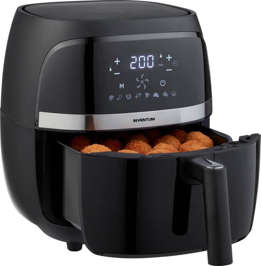 Inventum GF320HLD Airfryer Hetelucht friteuse 3 2 liter 8 automatische programma's 80 tot 200 graden 1300 watt Zwart RVS