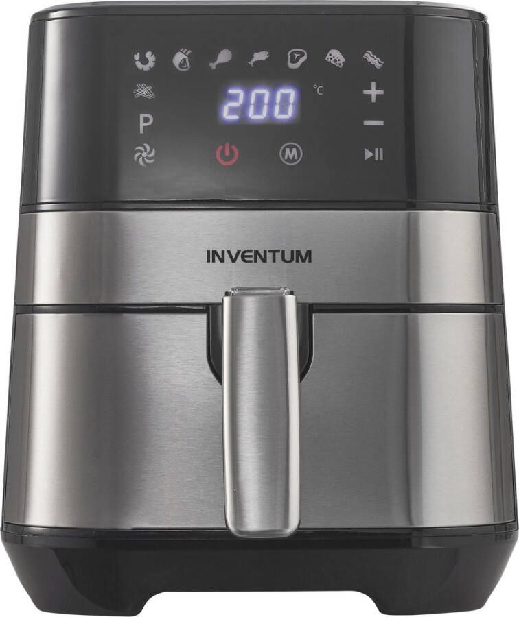 Inventum GF350HLD Airfryer Hetelucht friteuse 3 5 liter 8 automatische programma's 80 tot 200 graden 1500 watt Zwart RVS