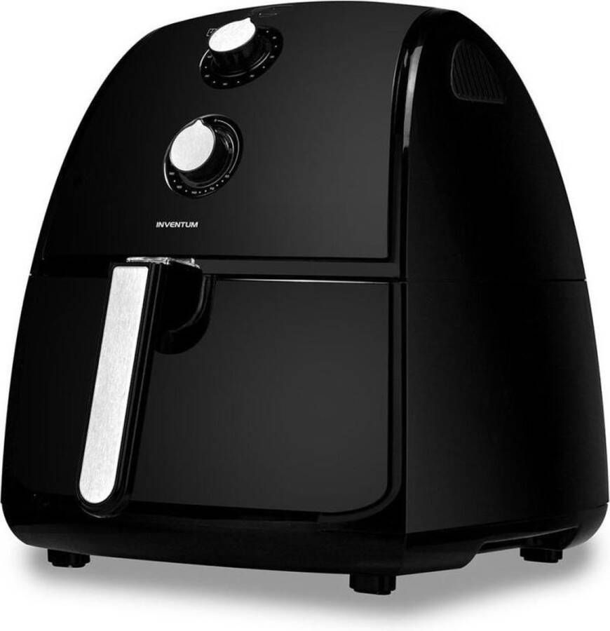 Inventum GF400HL Airfryer Hetelucht friteuse 4 liter 80 tot 200°C Traploze thermostaat 1500 watt Zwart RVS