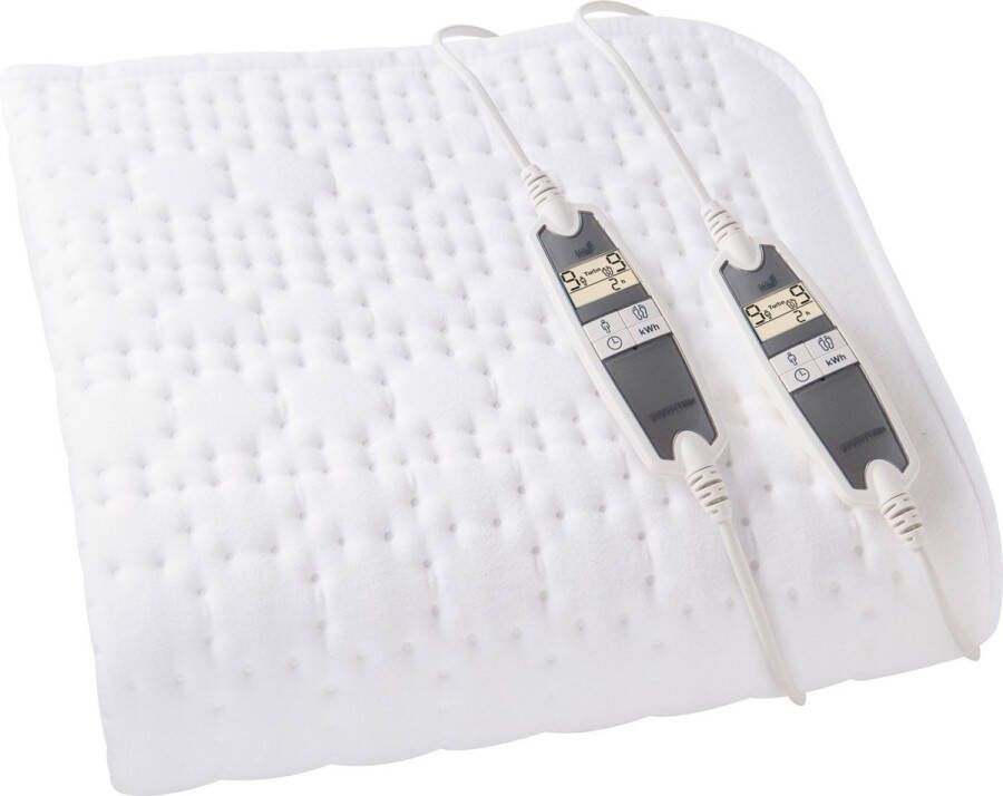 Inventum HN297V Elektrische Onderdeken Aparte voetenzone 2 persoons 160x160 cm Anti allergie Antibacterieel Fleece Wit