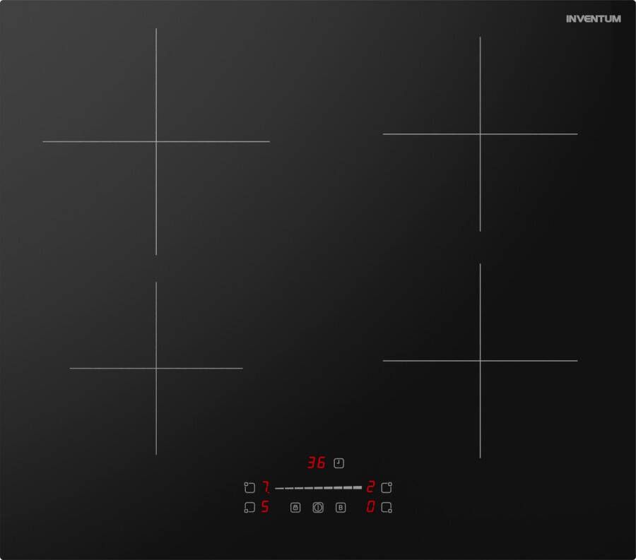 Inventum IKI6028 Inbouw inductie kookplaat 60 cm 4 kookzones 1- of 2-fase Randloos Zwart