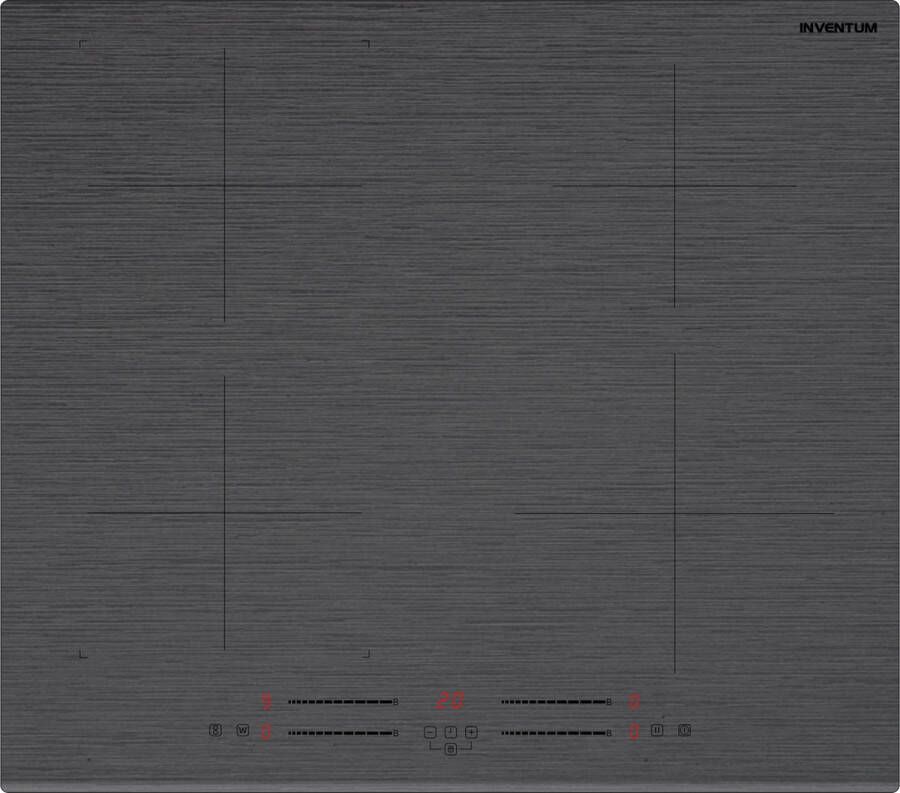 Inventum IKI6035MAT Inbouw inductie kookplaat 60 cm 4 kookzones Bridgefunctie 1- of 2-fase Facetrand voorzijde Matzwart