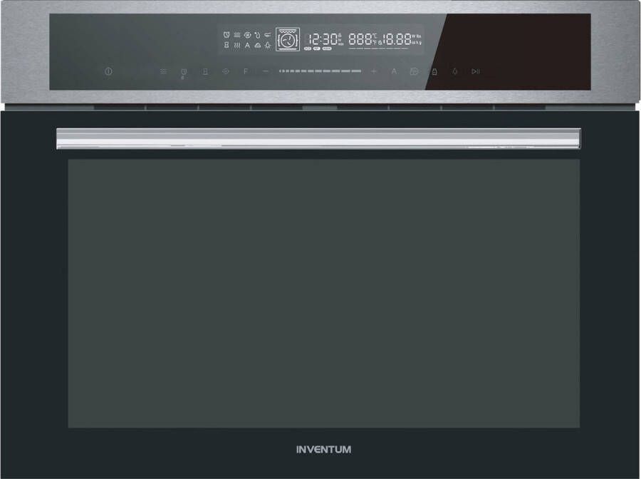 Inventum IMC4535RT Inbouw combi-oven Hetelucht Magnetron Grill 50 liter 45 cm hoog Tot 250 graden Zwart RVS