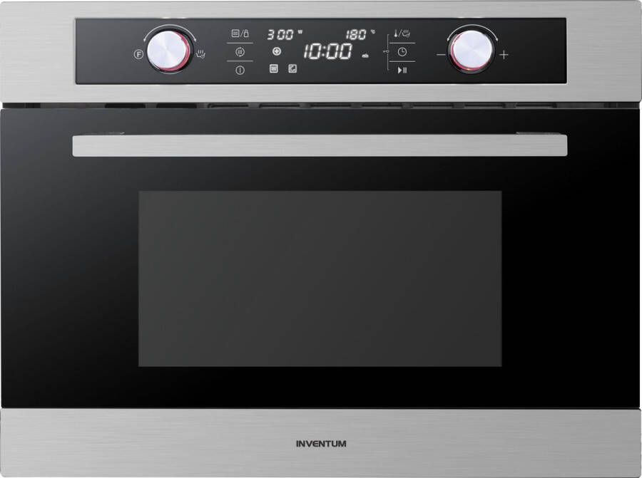 Inventum IMC6044RK Inbouw combi-oven Hetelucht Magnetron Grill 44 liter 45 cm hoog Tot 230 graden RVS Zwart