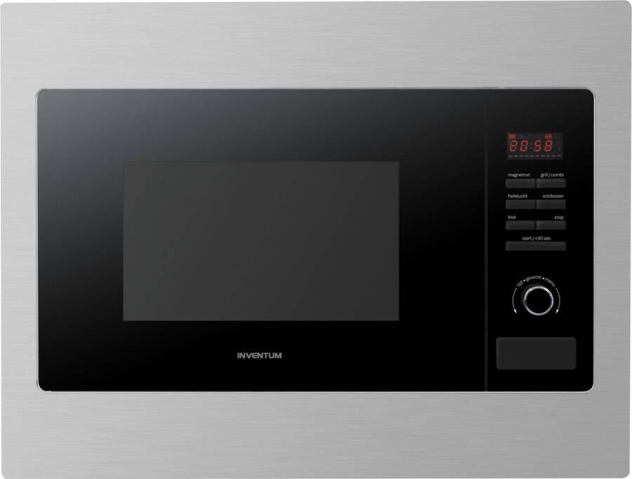 Inventum IMC6125F Inbouw combi-oven Hetelucht Magnetron Grill 25 liter 45 cm hoog Tot 220 graden RVS Zwart