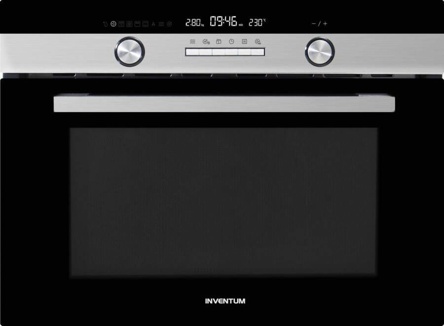 Inventum IMC6150RK Inbouw combi-oven Hetelucht Magnetron Grill 50 liter 45 cm hoog Tot 250 graden Zwart RVS