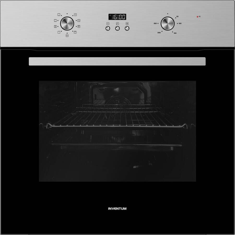 Inventum IOH6070RK Inbouw combi-oven Hetelucht Grill 65 liter 60 cm hoog Tot 250°C RVS Zwart