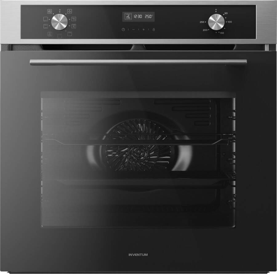 Inventum IOM6072RK Inbouw combi-oven Multifunctioneel Grill 72 liter 60 cm hoog Tot 250 graden Zwart RVS