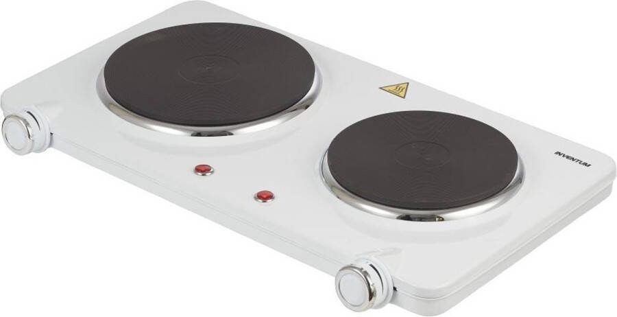 Inventum KP602W Elektrische kookplaat 2 kookzones 15 en 18 cm 750 en 1500 watt Normale stekker Wit