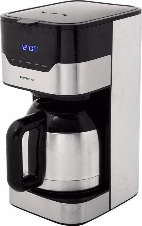Inventum KZ718D Koffiezetapparaat 1 2 liter 10 kopjes Filter 1x4 Thermoskan Display met timer Filterkoffie RVS Zwart
