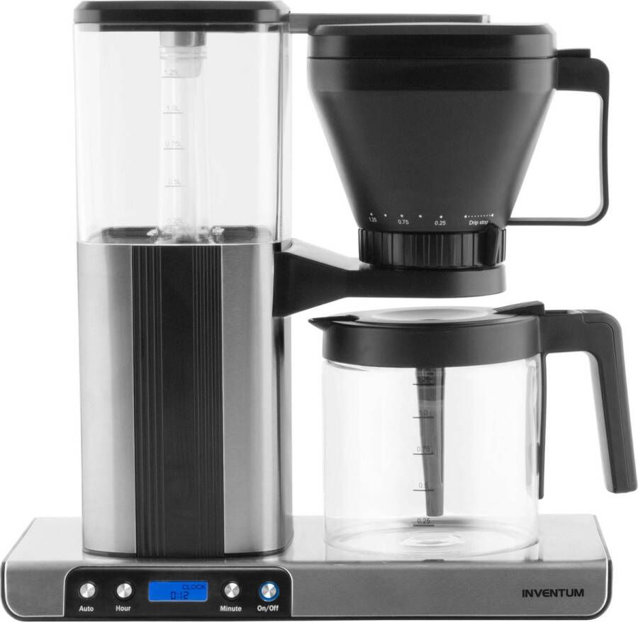 Inventum KZ813D Koffiezetapparaat 1 25 liter 10 kopjes Filter 1x4 Glazen kan Warmhoudfunctie Filterkoffie Zwart RVS