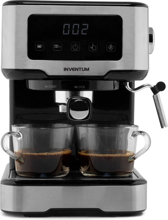 Inventum KZ910PD Espressomachine 1 5 liter Melkopschuimpijpje Filterkoffie Koffiecups Warmhoudplaat Pomp 20 Bar RVS Zwart