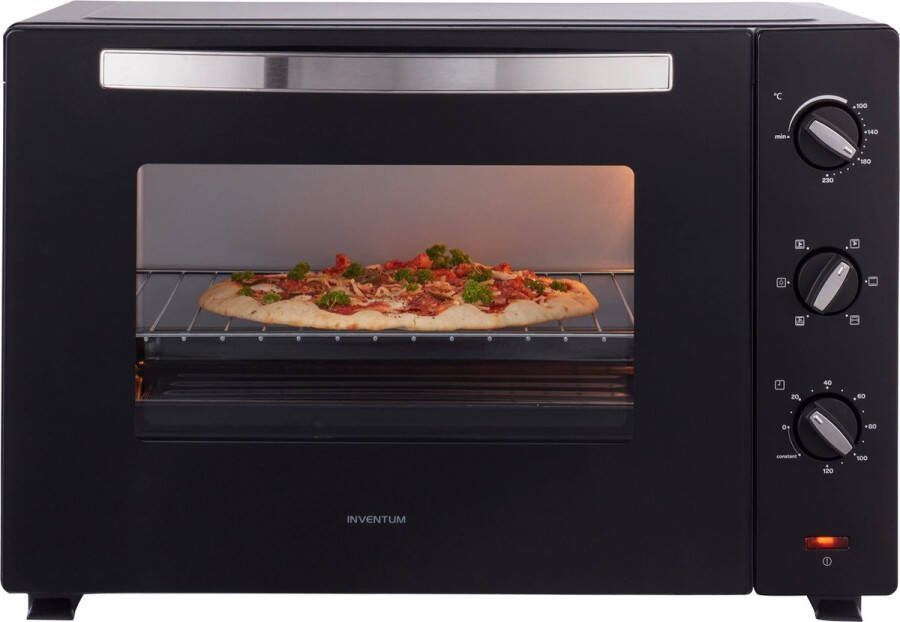 Inventum OV607B Vrijstaande heteluchtoven Draaispit 60 liter 2000 watt 6 programma's Zwart