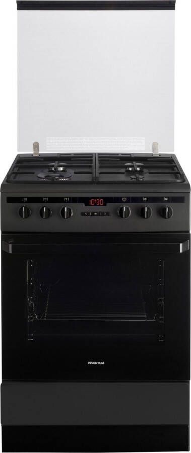 Inventum VFG6034WGZWA Vrijstaand gasfornuis Elektrische oven 4 kookzones 60 cm 65 liter Zwart