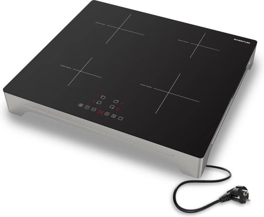 Inventum VKI6010ZIL Vrijstaande inductie kookplaat 4 kookzones 1-fase plug en play Zilver Zwart - Foto 2
