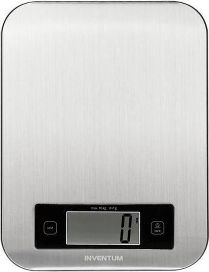 Inventum WS308 Digitale keukenweegschaal 1 gr tot 10 kg Tarrafunctie RVS oppervlak Inclusief batterijen RVS