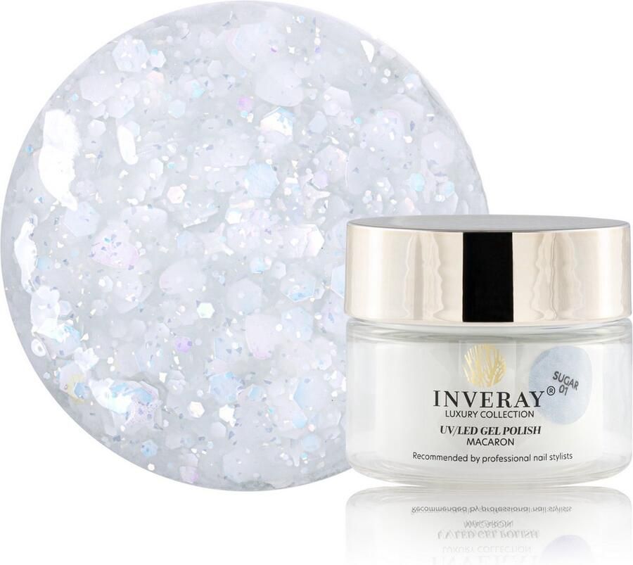 INVERAY Macaron UV LED Gellak- Gel Polish met glitters in 1 potje Sugar Nail art Manicure