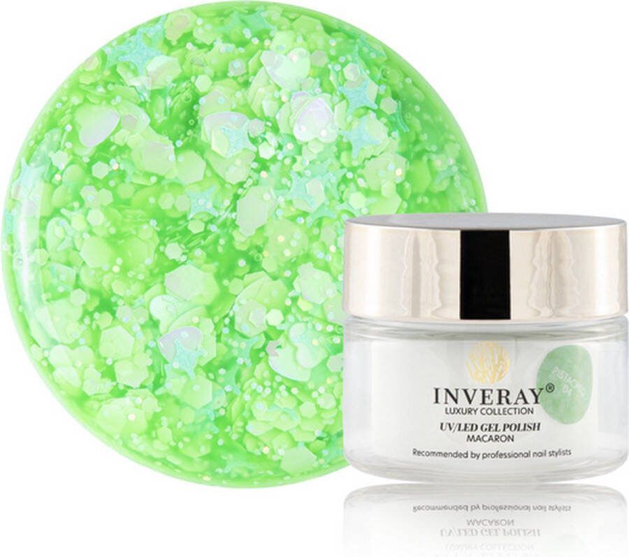 INVERAY Macaron UV LED Gellak- Gel Polish met glitters in 1 potje Pistachio Nail art Manicure