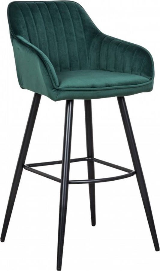 Invicta Interior Elegante barkruk TURIJN smaragdgroen fluweel met decoratieve gewatteerde barstoel met armleuning 40436
