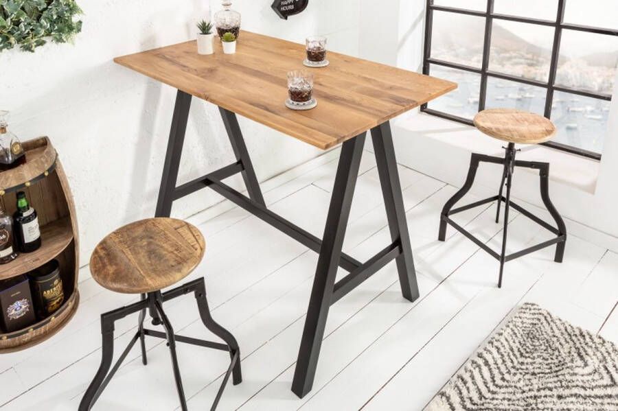 Invicta Interior Massieve bartafel CASTLE 120cm natuurlijk wild eiken bartafel industrieel design 39722