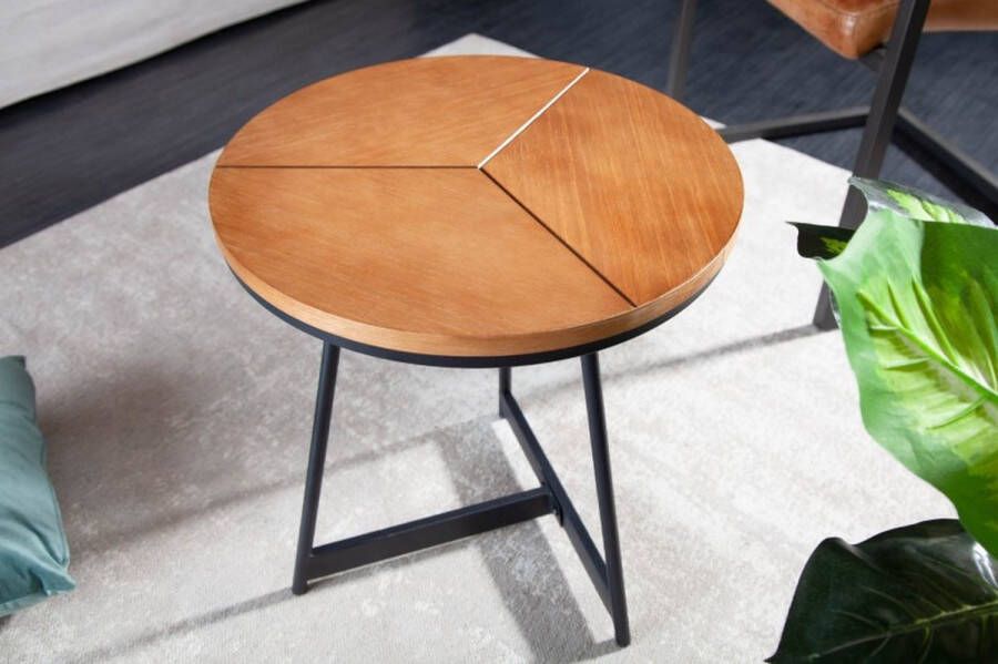 Invicta Interior Ronde bijzettafel OAK ELEGANCE 45cm eiken design zwart metalen frame 41204